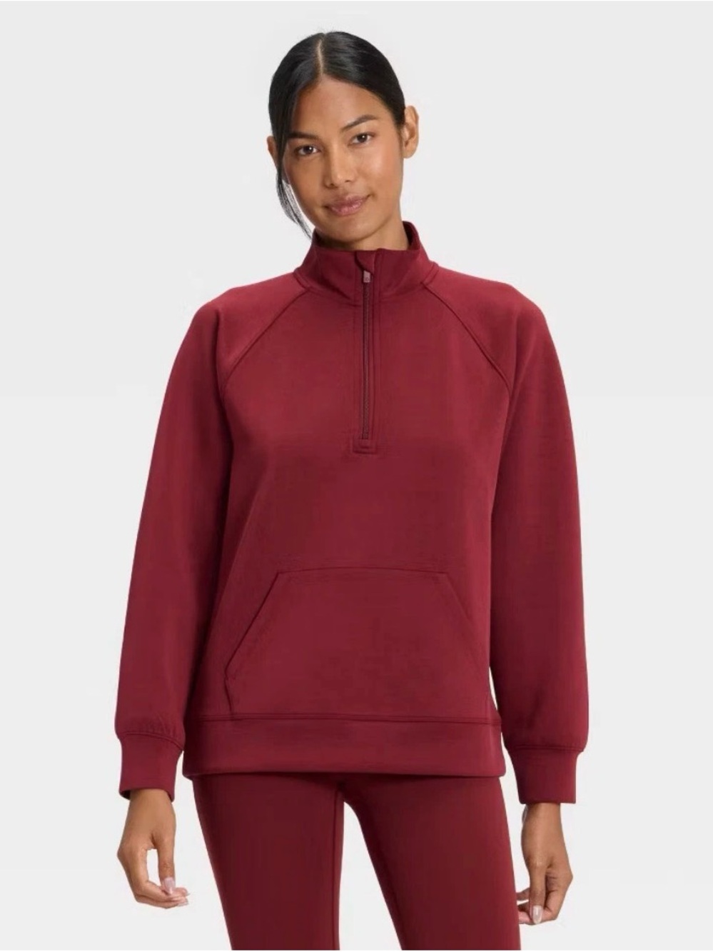 all in motion Women's Quarter-Zip Pullover Hoodie in Burgundy